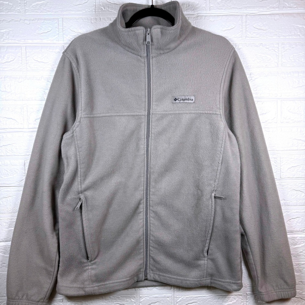 Columbia Fleece Jacket Women Size L Gray Full Zip Steens Mountain Soft Layer